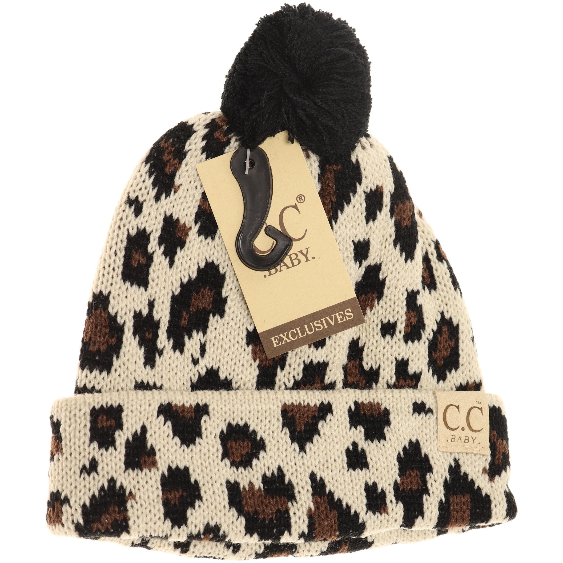 Baby Leopard Single Pom Beanie BABY80POM –
