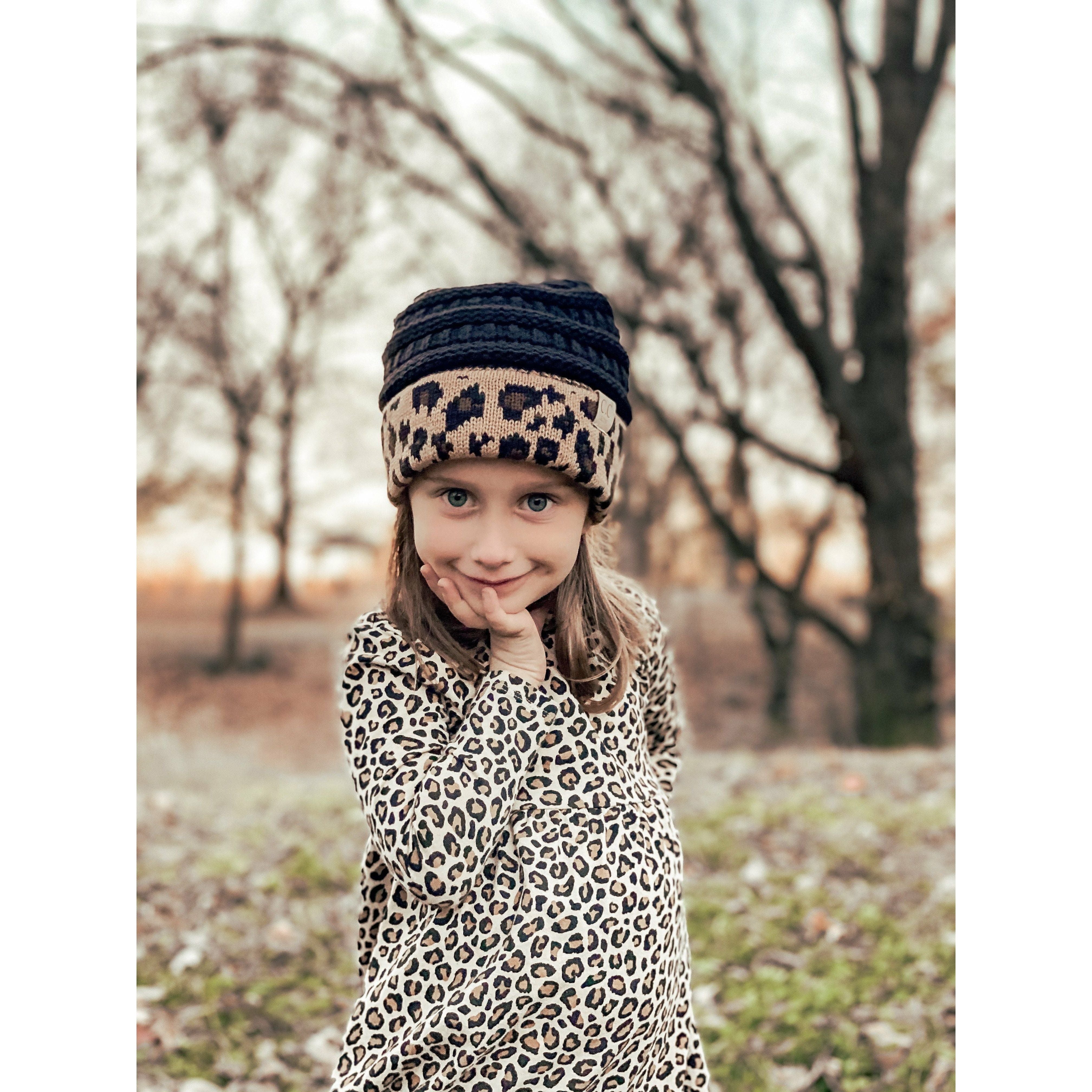 Matching Cuff Leopard Print CC Beanie HAT80