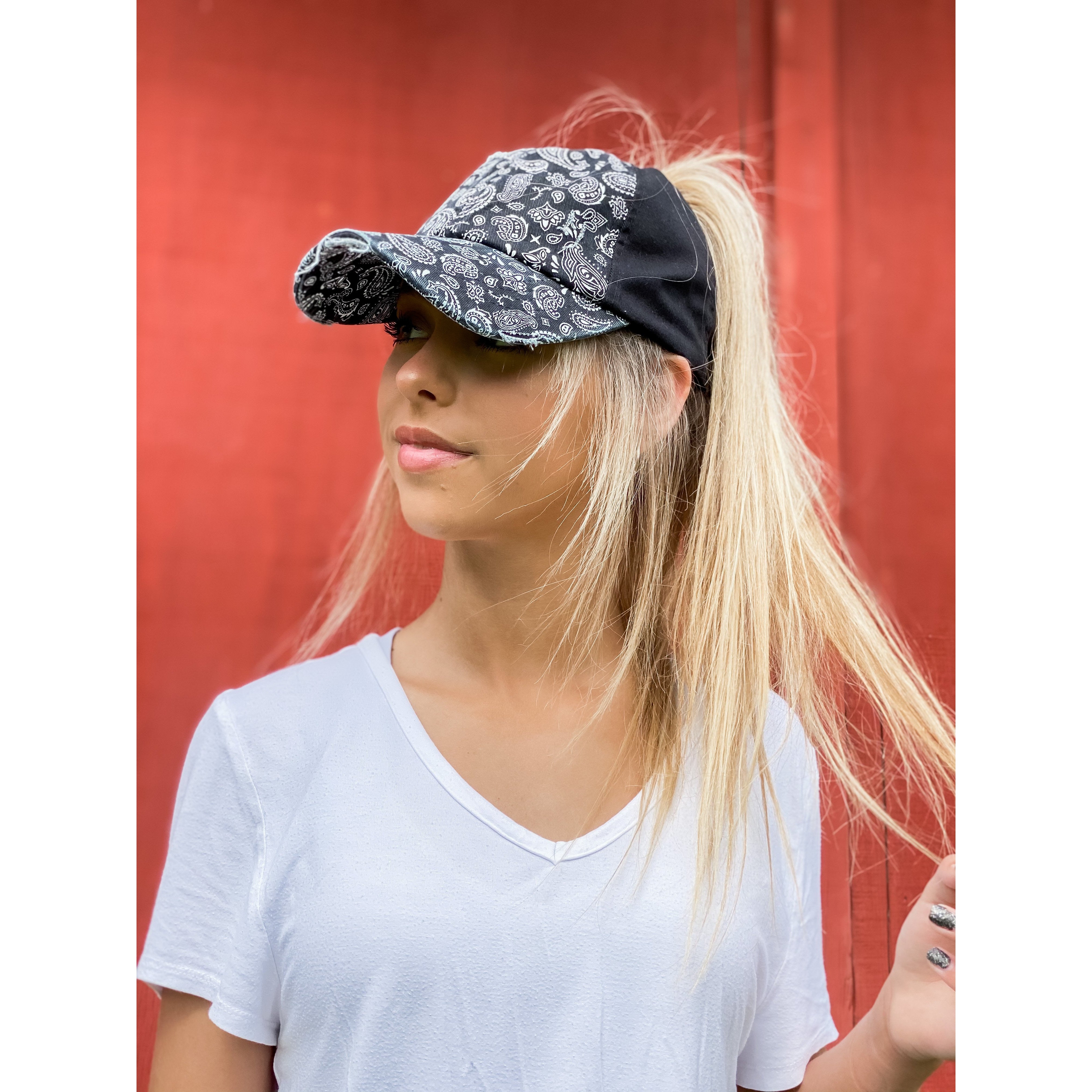 Paisley Criss-Cross High Pony Ball Cap BT792 – ccbeanie.com