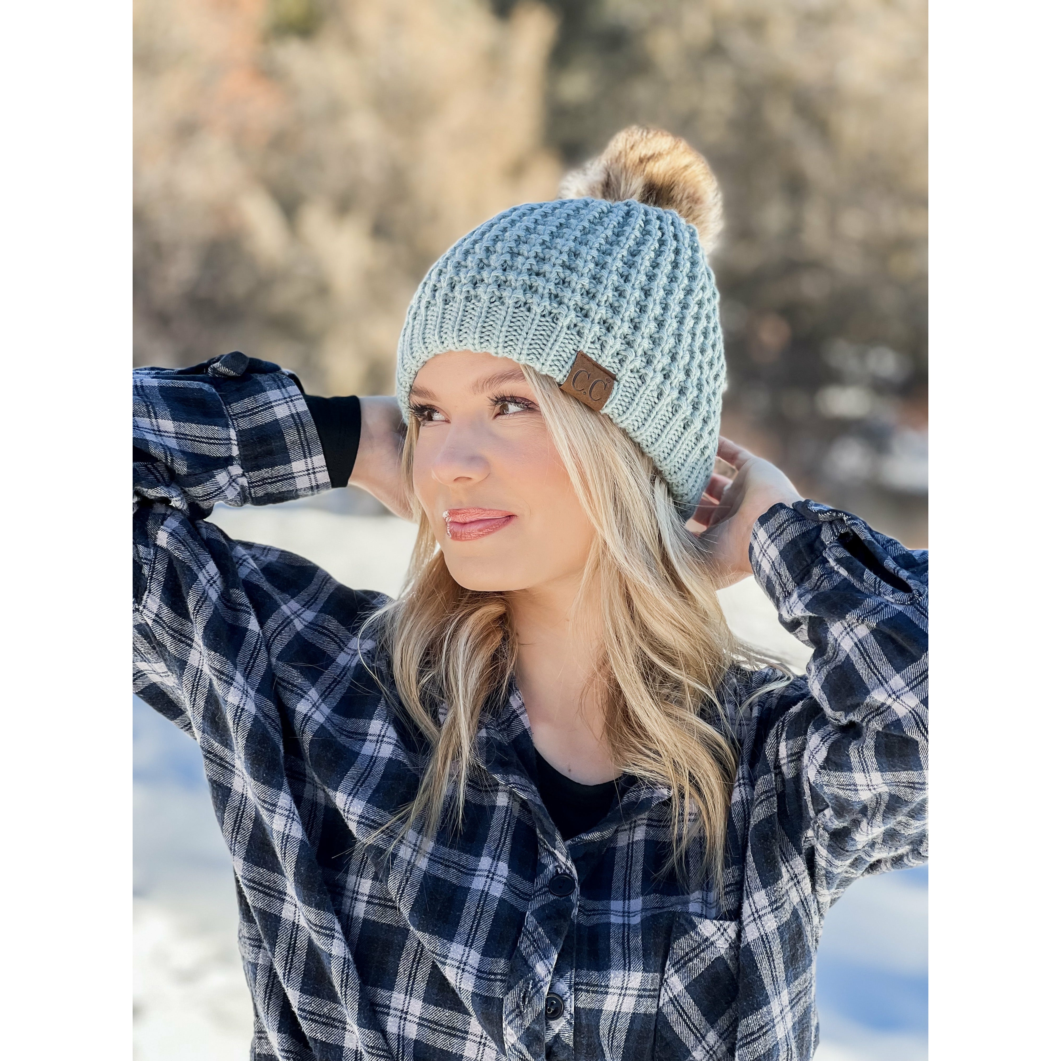 Not Very Happy Waffle Beanie Heather Grey