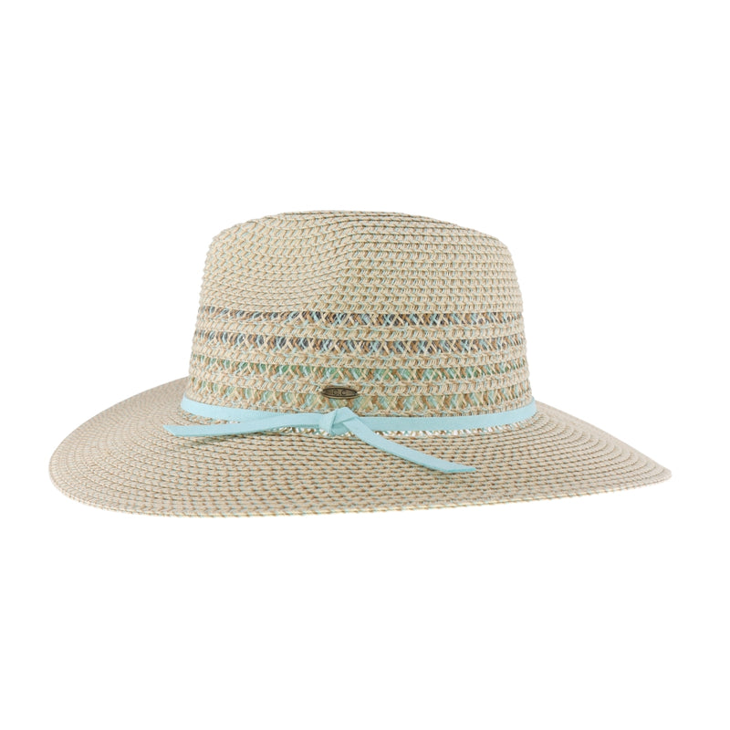 Two-tone Heathered Suede Trim C.C Panama Hat STC01