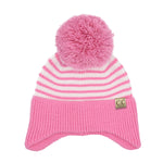 Baby Stripe Earflap C.C Yarn Pom Beanie BBHTC0097