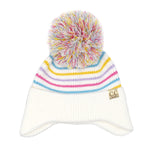 Baby Stripe Earflap C.C Yarn Pom Beanie BBHTC0097