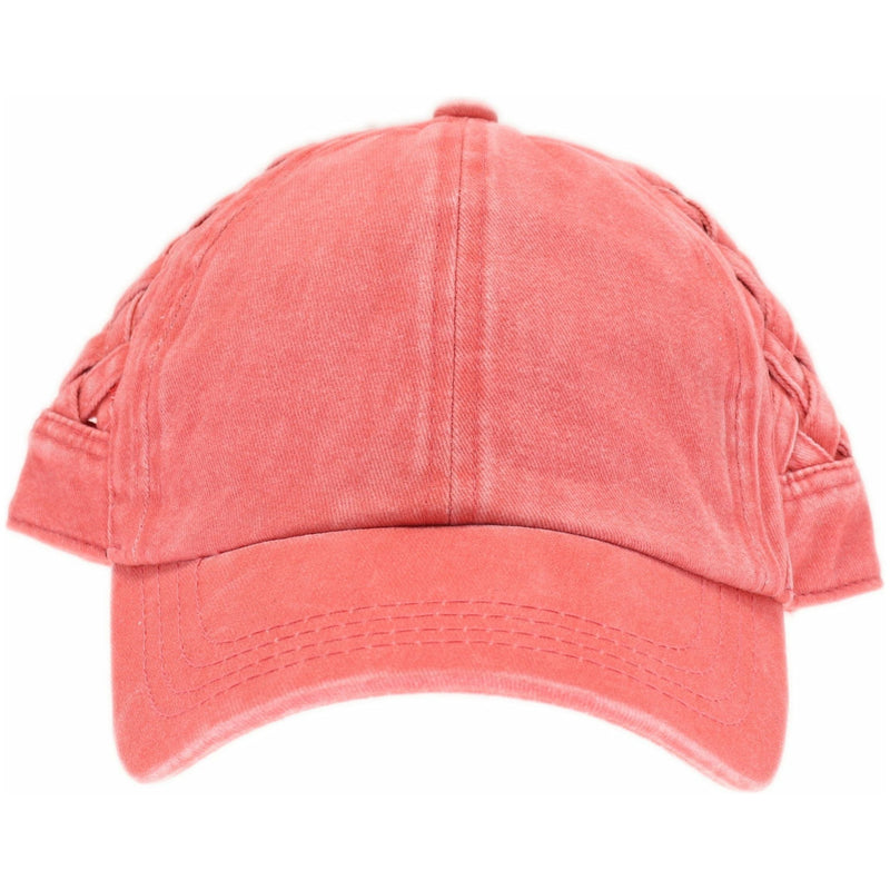 Basket Woven Criss-Cross High Ponytail CC Ball Cap BT922