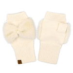 Faux Fur Bow Fingerless C.C Gloves FGE0155