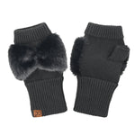 Faux Fur Bow Fingerless C.C Gloves FGE0155