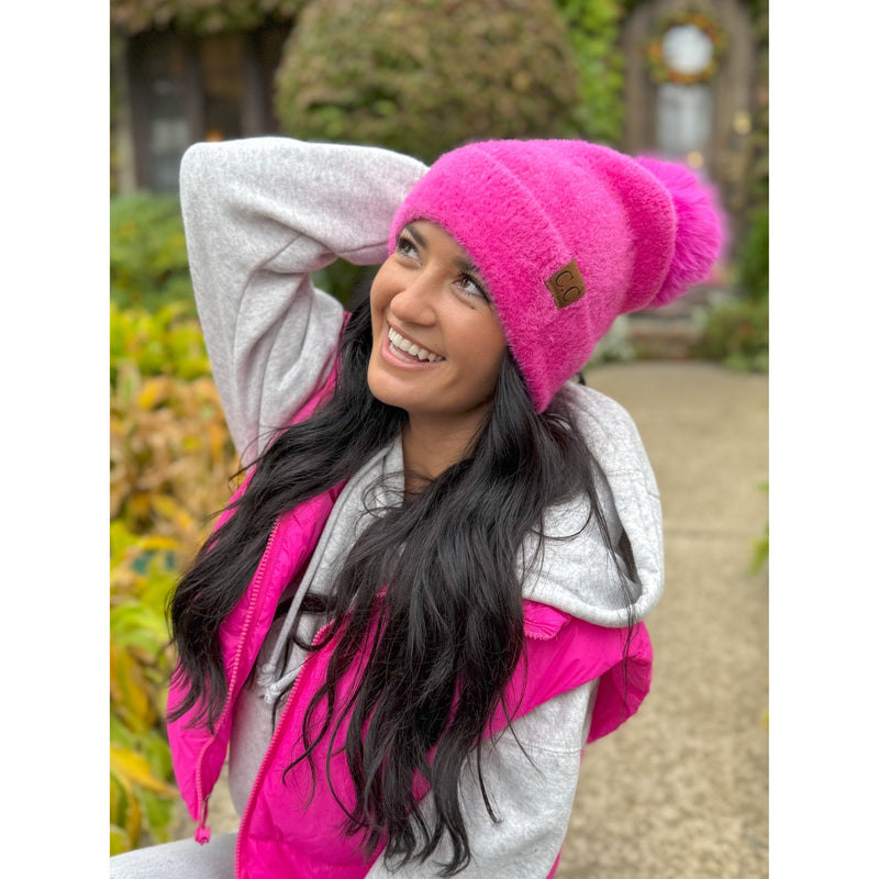 Plush Chenille Pom C.C Beanie HTC0038