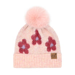 Daisy Contrast Faux Fur Pom C.C Beanie HTC0079