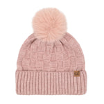 Woven Checkered Texture Pom C.C Beanie HTC0094