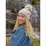 Woven Checkered Texture Pom C.C Beanie HTC0094