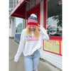 Knit American Flag Pom C.C Beanie HTE0040