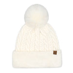 Cable Knit Fur Cuff C.C Pom Beanie HTE0107