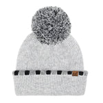 Neutral Horizontal Stripe Cuffed C.C Pom Beanie HTE0121