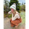 Neutral Horizontal Stripe Cuffed C.C Pom Beanie HTE0121