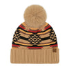 Aztec Patterned C.C Pom Beanie HTE0127