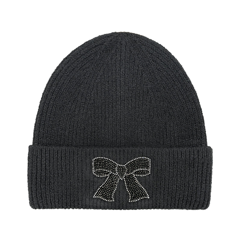 Rhinestone Ribbon Bow Embellishment C.C Beanie HTE0150