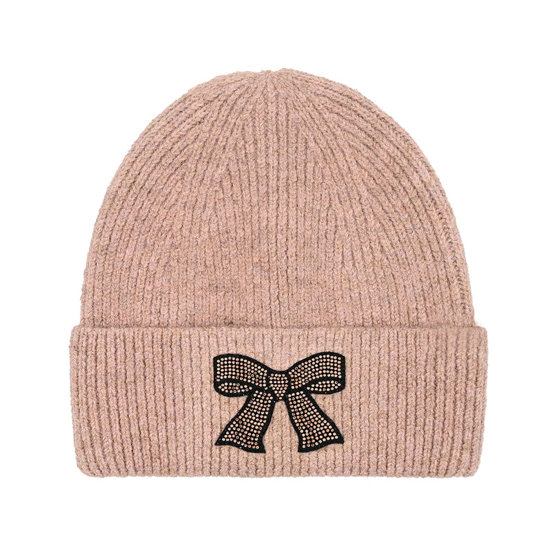 Rhinestone Ribbon Bow Embellishment C.C Beanie HTE0150