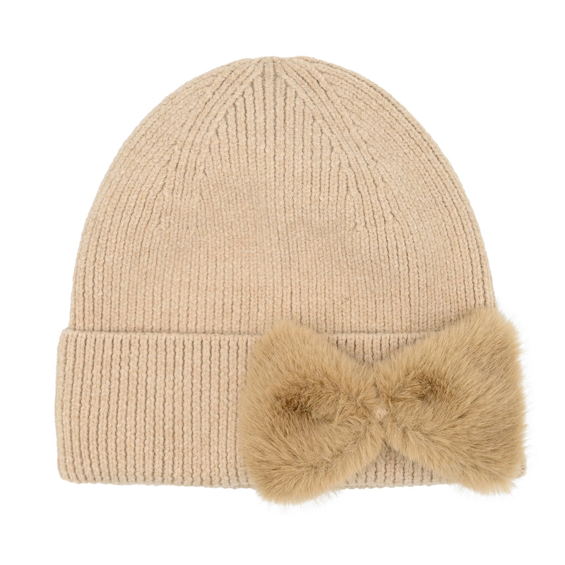 Faux Fur Ribbon C.C Beanie HTE0155