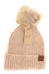 Soft Ribbed Fur Pom C.C Beanie HAT2074