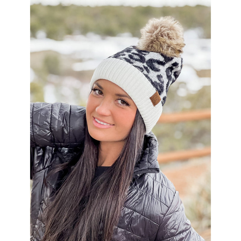 Leopard Pom Beanie HAT2061 – - Main Image