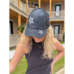 Hand Spray Glitter Star Criss Cross High Pony C.C Ball Cap BTB8058