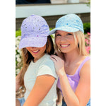 Embroidered Floral Cotton Eyelet Criss Cross High Pony C.C Ball Cap BT1016