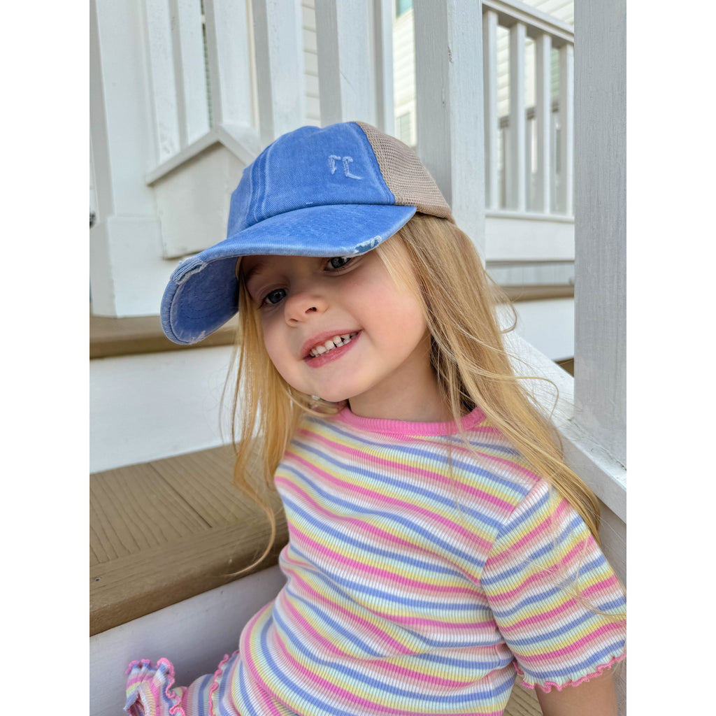 ローズバッド KIDS Distressed Criss-Cross High Ponytail CC Ball Cap