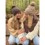 Allover Pearl Crochet C.C Faux Fur Pom Beanie HTE0128