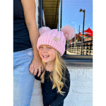 KIDS Cable Knit Double Matching Pom Beanie KIDS2055-S