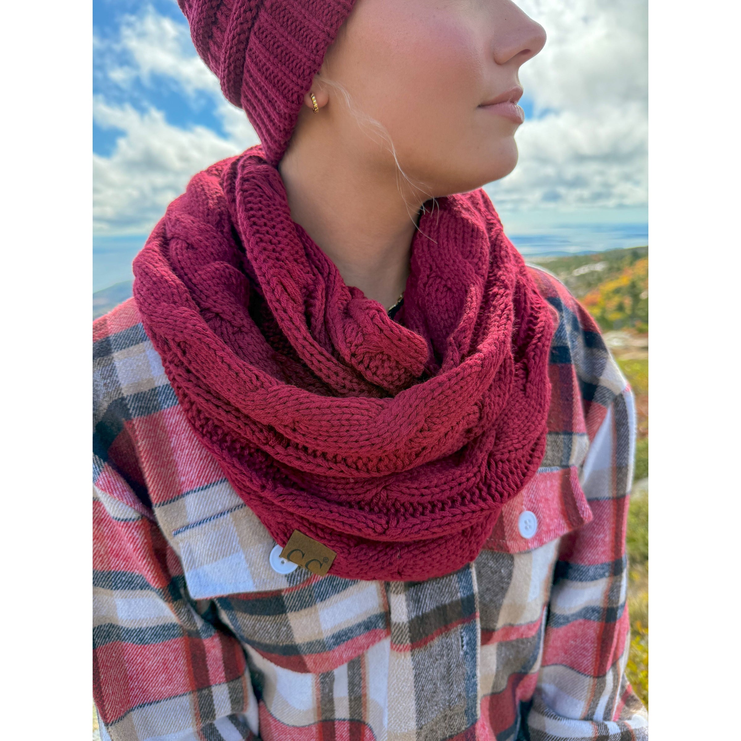 Solid Cable Knit CC Infinity Scarf SF800 –
