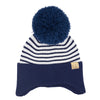 KIDS Stripe Earflap Yarn C.C Pom Beanie KDHTC0097