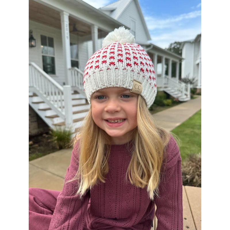 KIDS Heart Knit Pom Beanie KIDS2088