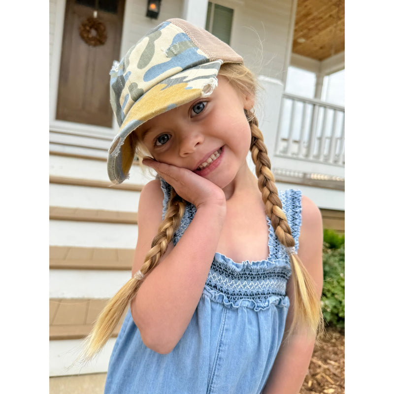 Ponytail Hat For Kids Girls Glitter Baseball Cap With Ponytail Hole - Adjustable Trucker Hat For 8-12 Year Olds Children's Sports Cap