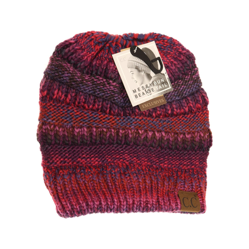 Multi Color Cable Knit CC Beanie Tail MB705