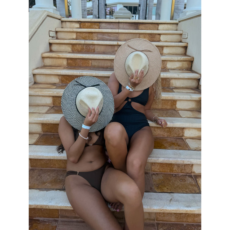 Two-Tone Open Crochet C.C Panama Sun Hat PNC0006