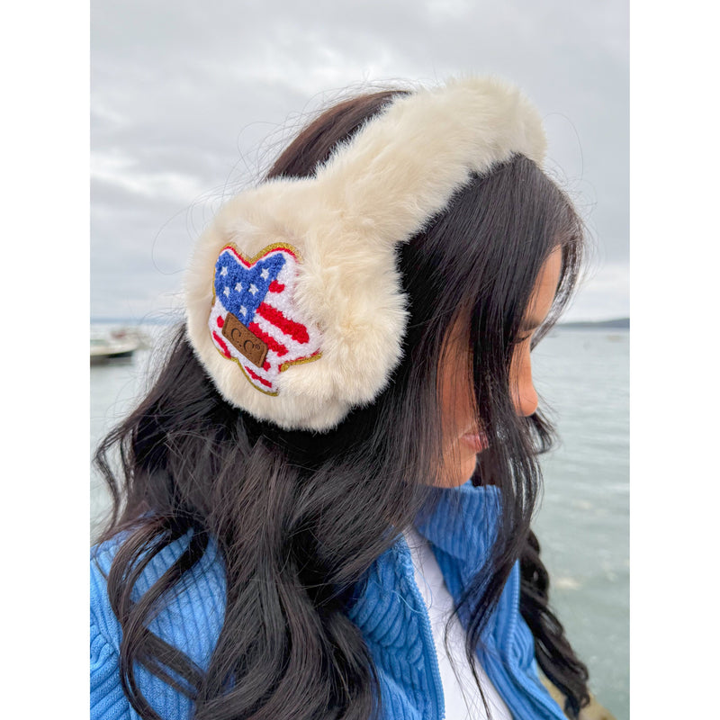 American Star Patch Faux Fur C.C Earmuff EMS4503