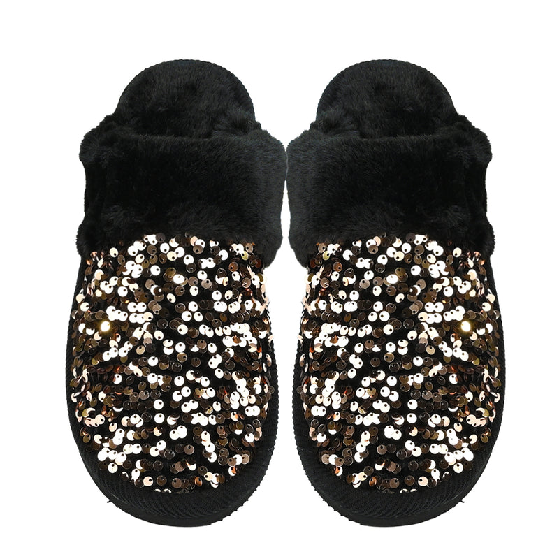 Sequin Faux Fur C.C Slippers SPE0012