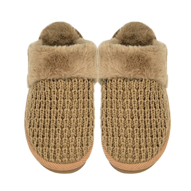 Waffle Knit Faux Fur C.C Slippers SPE0032