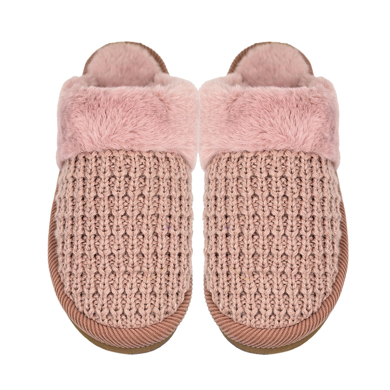 Waffle Knit Faux Fur C.C Slippers SPE0032