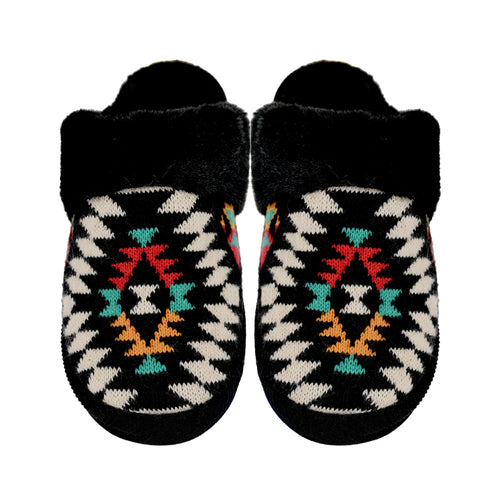 Aztec Patterned Faux Fur C.C Slippers SPE3001