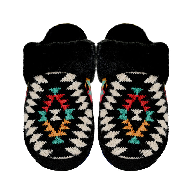 Aztec Patterned Faux Fur C.C Slippers SPE3001