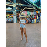 Denim Embellished C.C Cloche Sun Hat STC0016