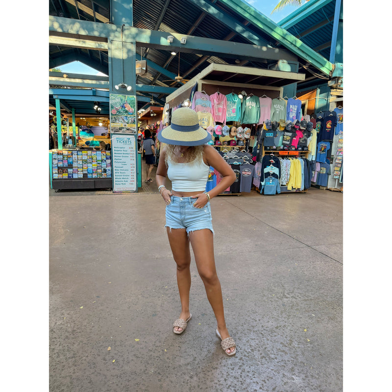 Denim Embellished C.C Cloche Sun Hat STC0016