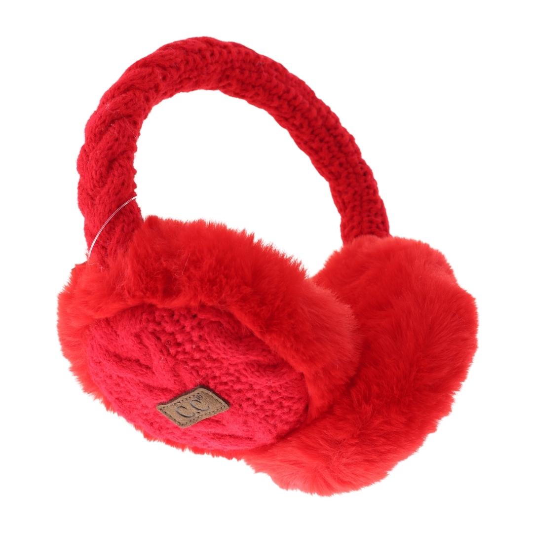Cable Knit Faux Fur Earmuff EM3661 – ccbeanie.com