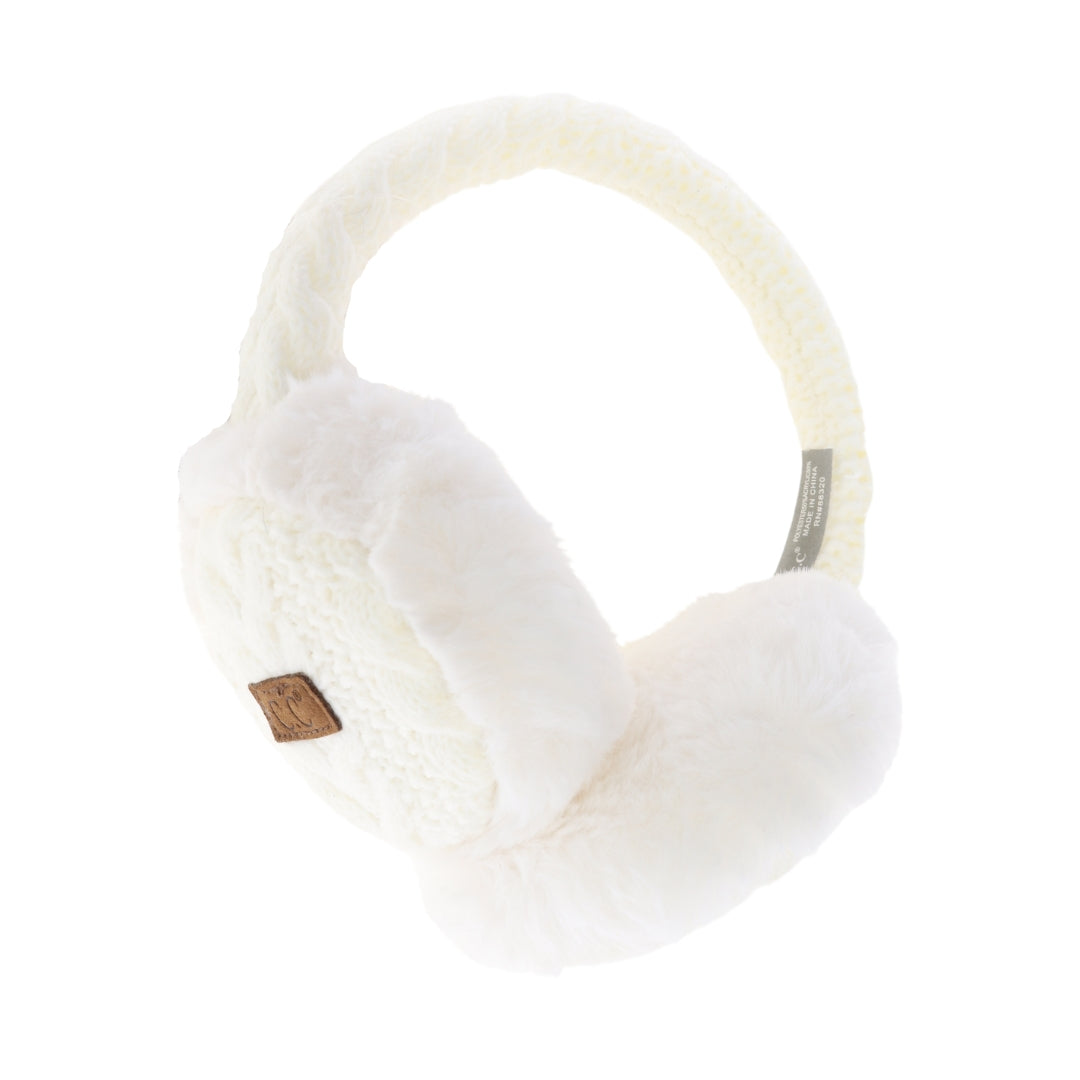 Cable Knit Faux Fur Earmuff EM3661 – ccbeanie.com