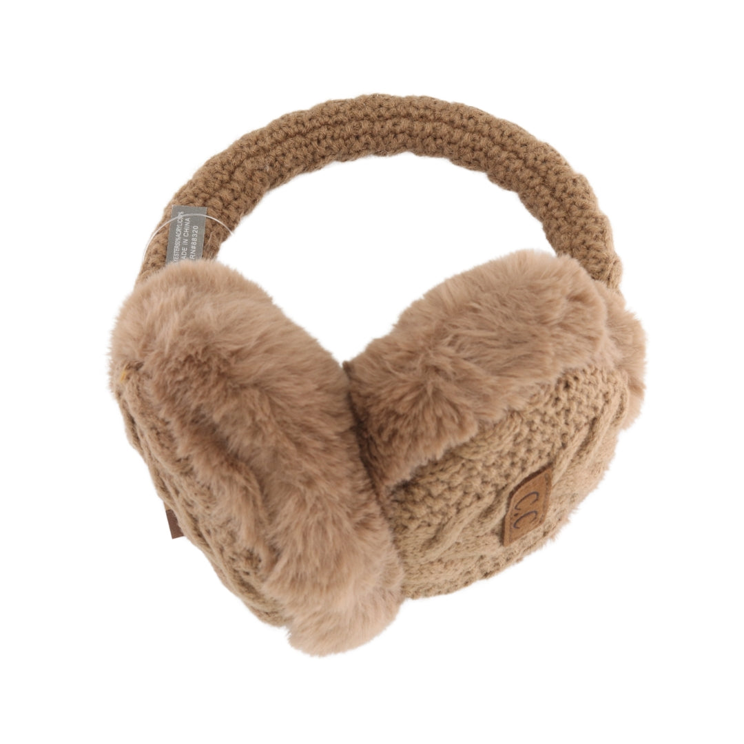 Cable Knit Faux Fur Earmuff EM3661 – ccbeanie.com