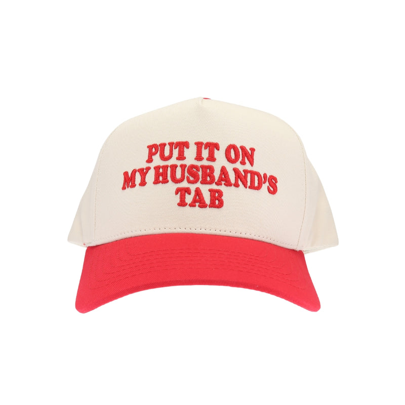 Put It On My Husband's Tab Puff Embroidered C.C Trucker Hat TCM0050