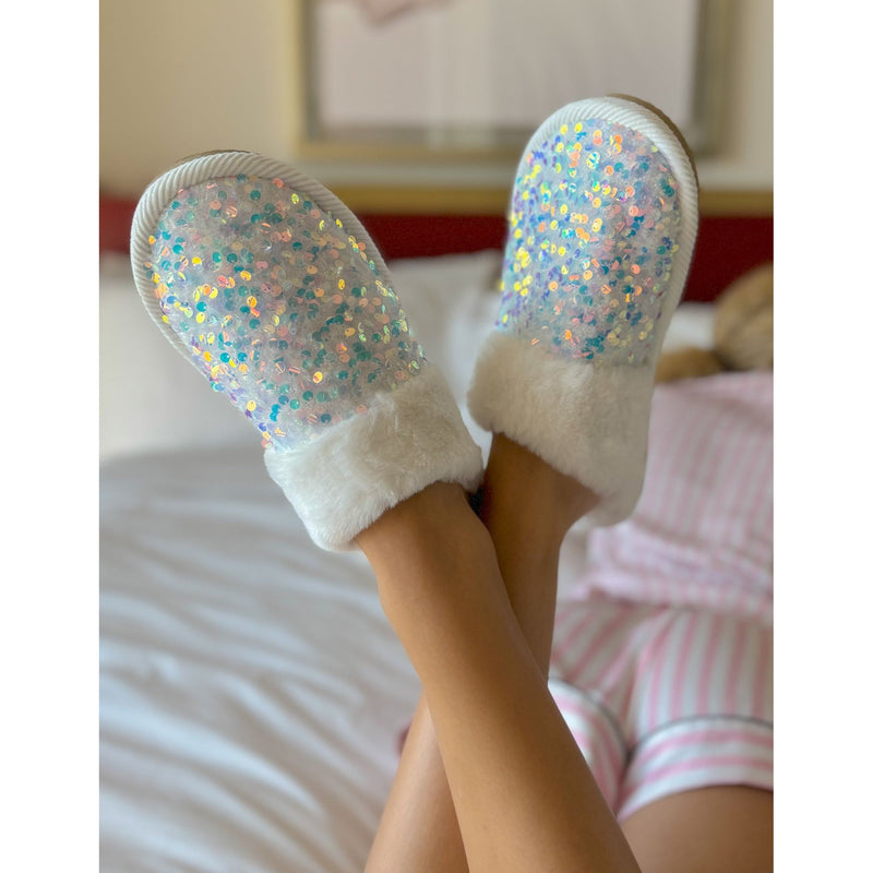 Sequin Faux Fur C.C Slippers SPE0012