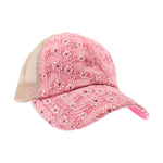 Eyelet Embroidered Criss Cross High Pony C.C Ball Cap BT1011