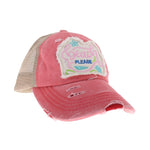 Embroidered Beach Please Patch C.C High Pony Criss Cross Ball Cap BT1005